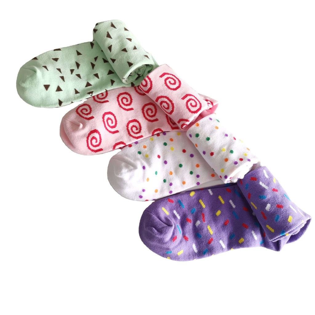 Chaussettes Kawaii motif glace colorée, douces et confortables pour un look gourmand et tendance.