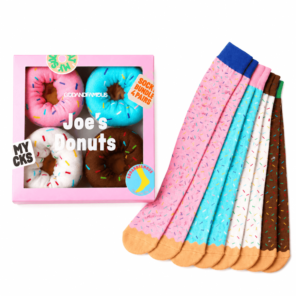 Chaussettes Donuts Kawaii multicolores, douces et confortables avec design gourmand et original.