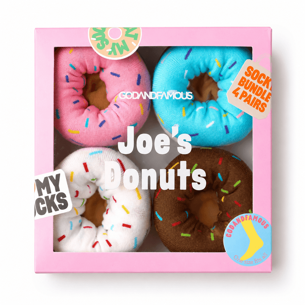 Chaussettes Donuts Kawaii présentées dans un emballage gourmand inspiré des donuts colorés.