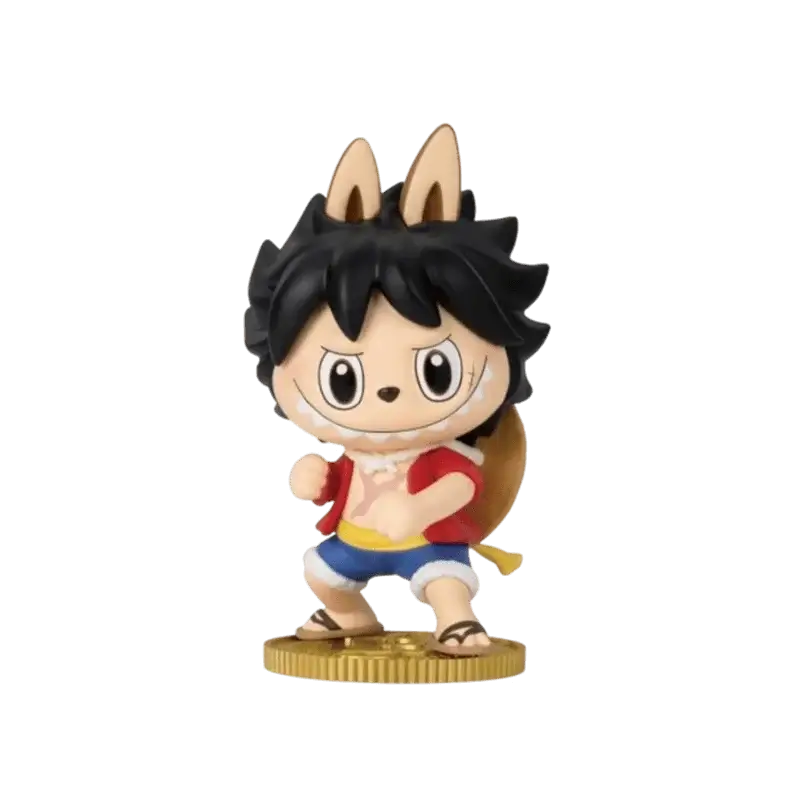 Figurine Surprise One Piece Labubu avec personnage aventurier emblématique, adorable et détaillé.