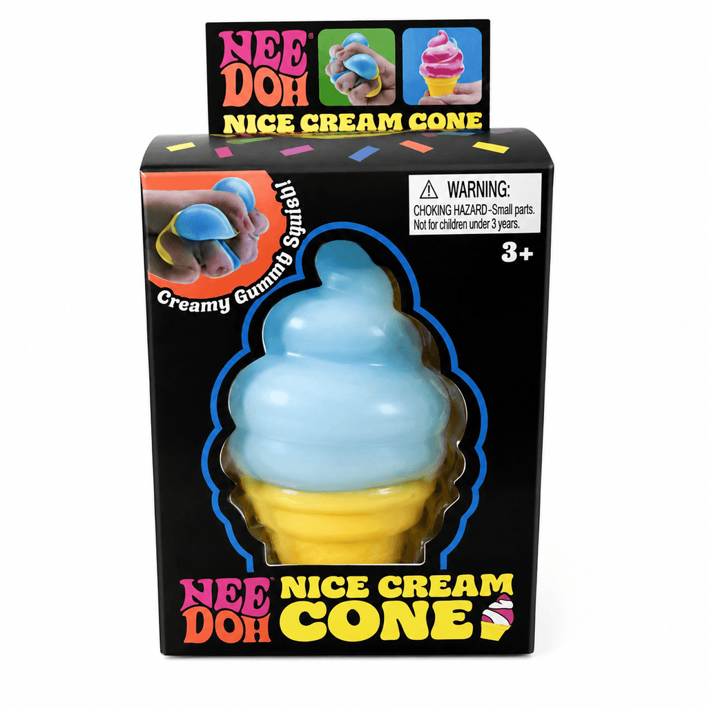 NeeDoh Nice Cream Cone Squishy, squishy anti-stress en forme de cornet de glace coloré et moelleux.