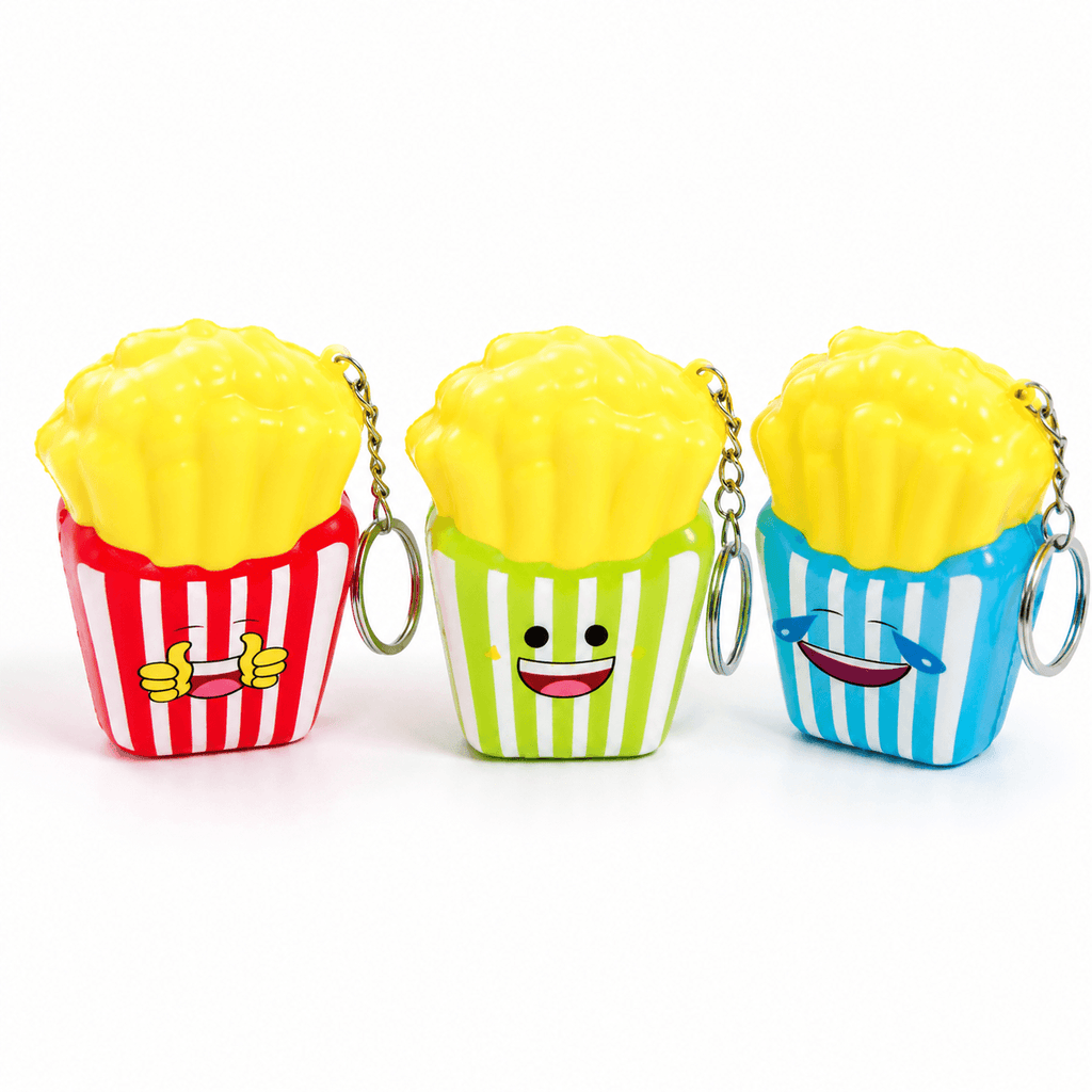 Porte-clés Squishy Fast Food Kawaii colorés représentant des boissons gourmandes, doux et moelleux.