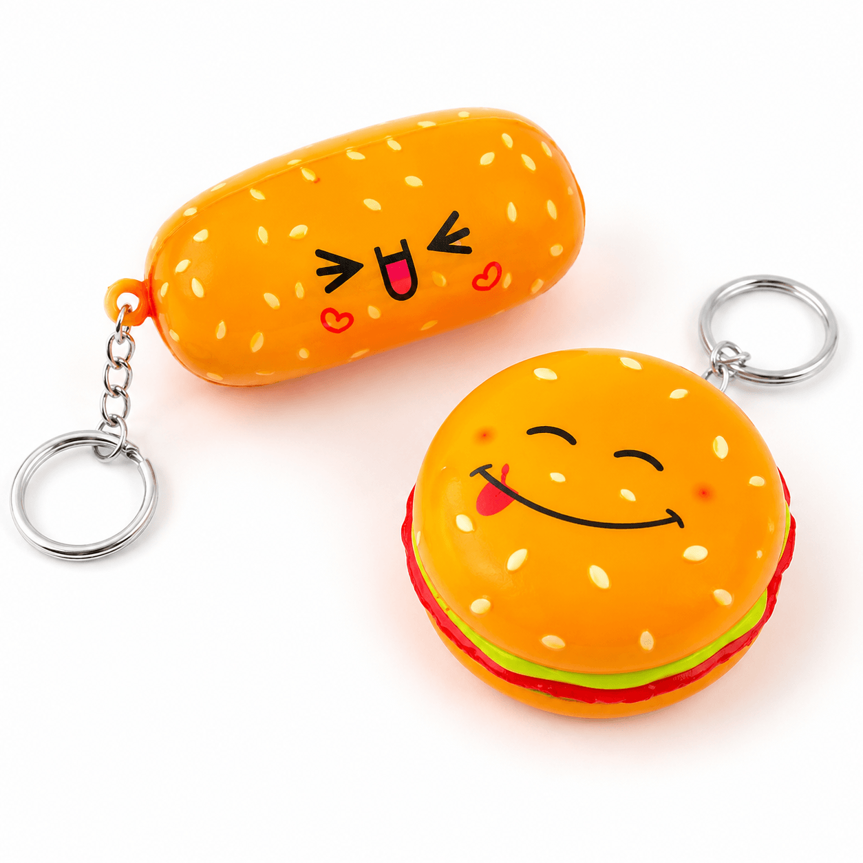 Porte-clés Squishy Fast Food Gourmand Kawaii en forme de burger et snacks, accessoires anti-stress amusants.