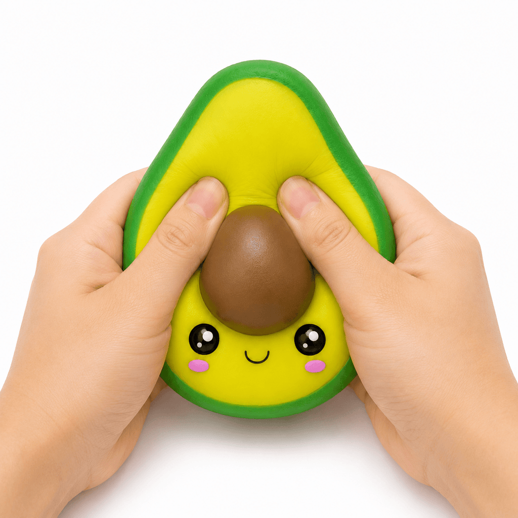 Squishy Avocat Kawaii ultra moelleux et relaxant, parfait pour la détente et le plaisir tactile.