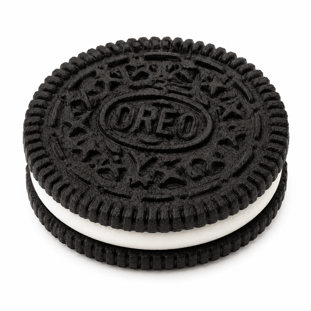 Squishy Oreo XXL Anti-Stress Ultra Gourmand en forme de biscuit chocolat géant, doux, moelleux et agréable à presser.