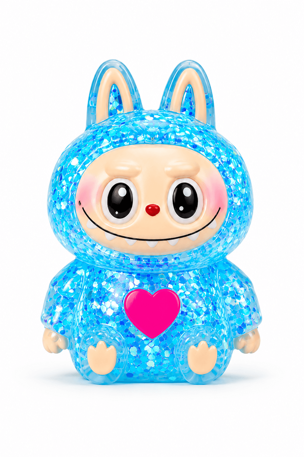 Squishy personnage bleu pailleté kawaii anti-stress, ultra mignon, doux et agréable à manipuler.