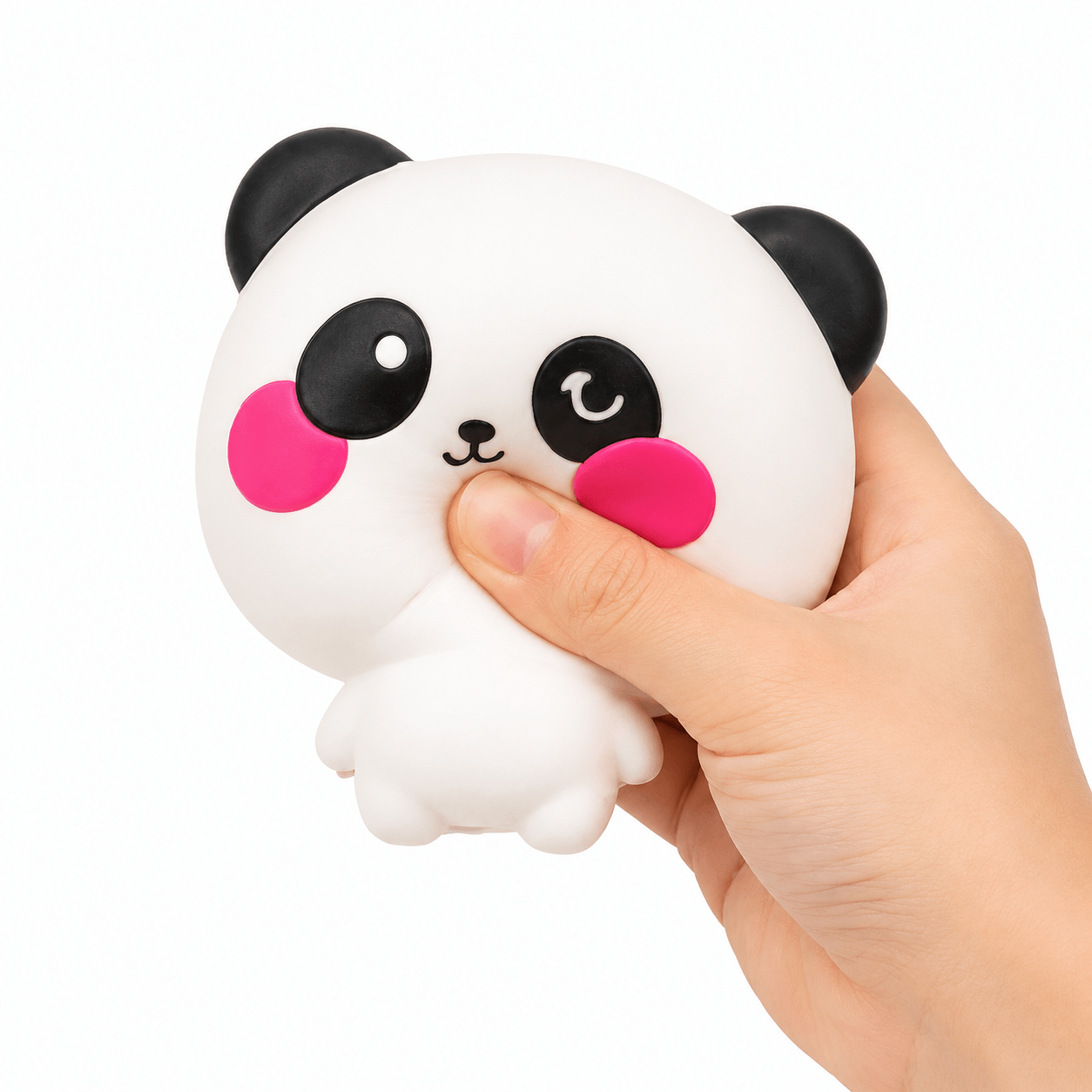 Main pressant un Squishy Panda Kawaii Anti-Stress à texture ultra douce et à remontée lente.