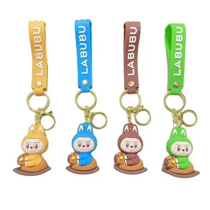Collection de porte-clés Labubu colorés, accessoires kawaii parfaits pour sacs, clés et décoration.