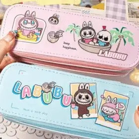 Collection de trousses Labubu multifonctions kawaii avec plusieurs modèles colorés pour l'école.